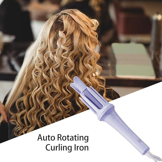 Automatic Hair Curler with One-Click Design, 32mm Barrel & 3 Heat Settings | Anti-Frizz Ionic Curling Iron with Auto Shut-Off