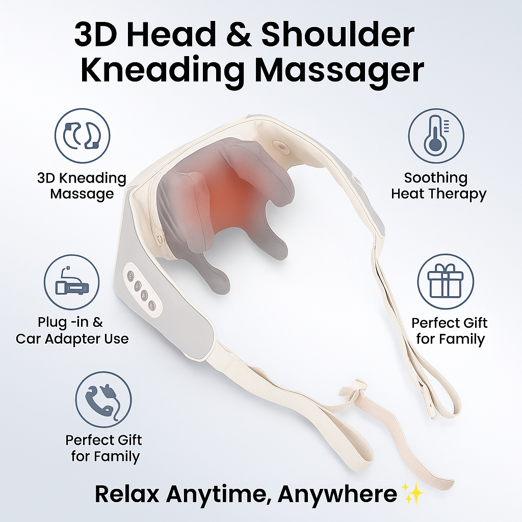 3D Head & Shoulder Kneading Massager - My Store