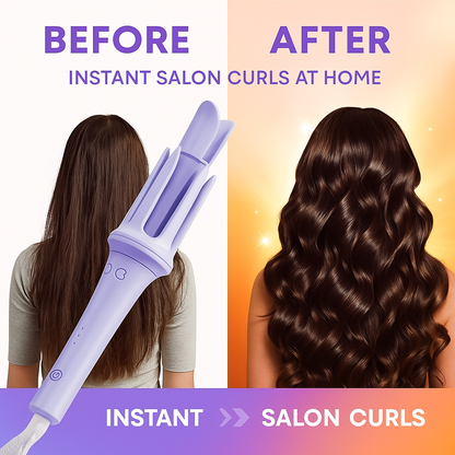 Automatic Hair Curler with One-Click Design, 32mm Barrel & 3 Heat Settings | Anti-Frizz Ionic Curling Iron with Auto Shut-Off