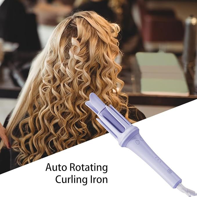Automatic Hair Curler with One-Click Design, 32mm Barrel & 3 Heat Settings | Anti-Frizz Ionic Curling Iron with Auto Shut-Off